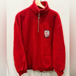 Vintage Roots 25th anniversary Red Half-Zip Fleece Sweater